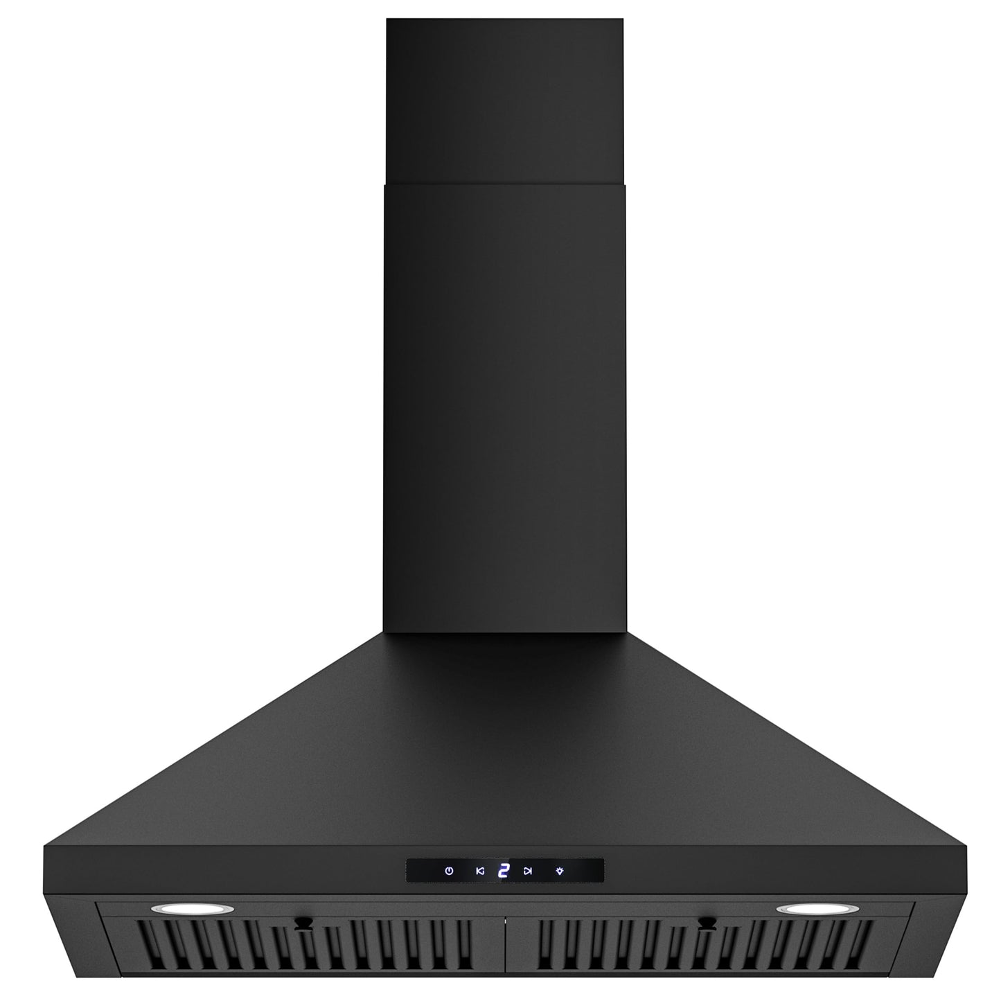 FIREGAS Black Range Hood 30 inch, Convertible Wall Mount Range Hood with Brushless Motor, 450 CFM, 9 Speed Fan, Soft Touch Controls, Permanent Filters, LED Lights, Charcoal Filter included