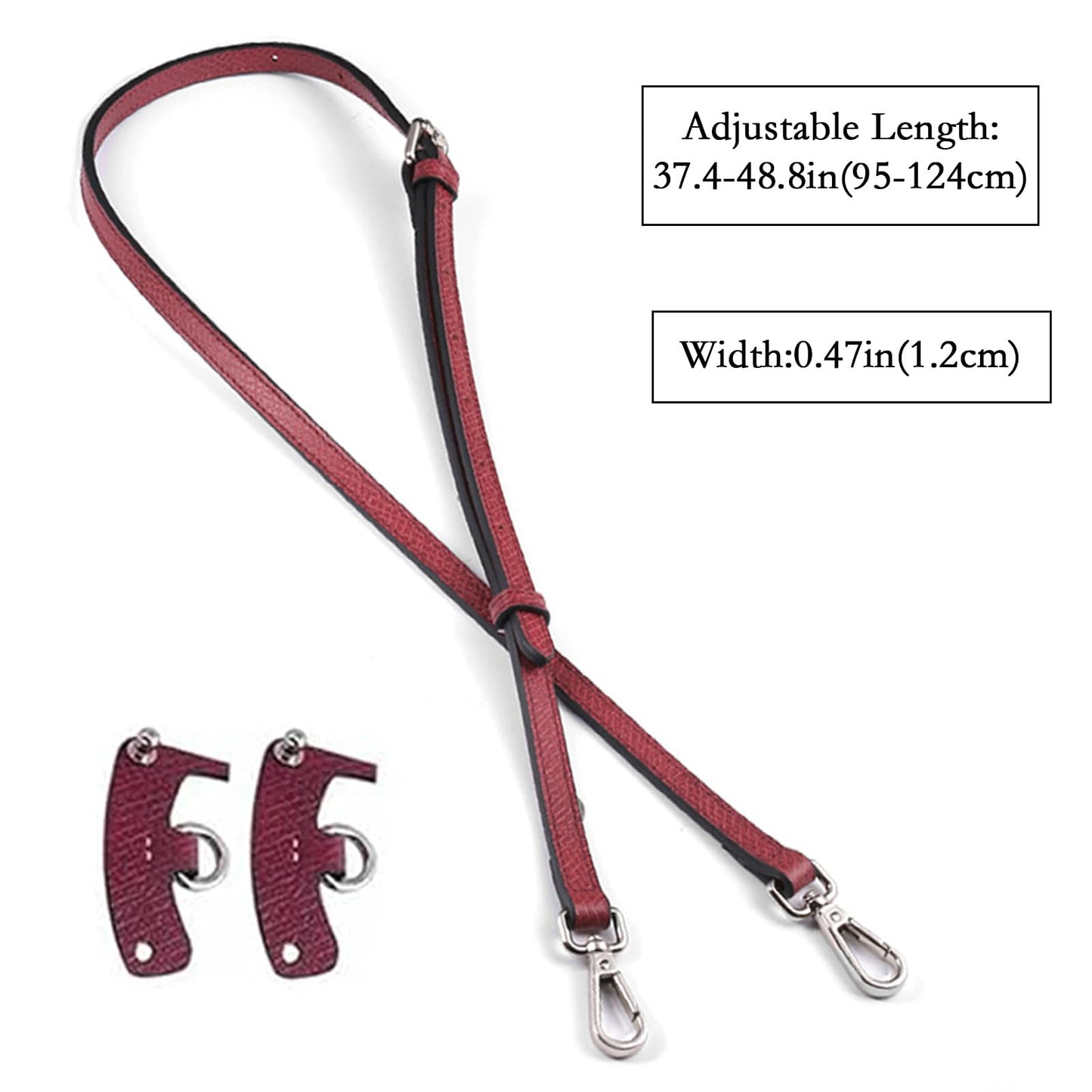 jiesinlov Leather Bag Shoulder Strap Crossbody Adjustable Replacement Conversion Kit Fit for Xs dark red Mini Le Pliage Pouch Burgundy(WINE RED)
