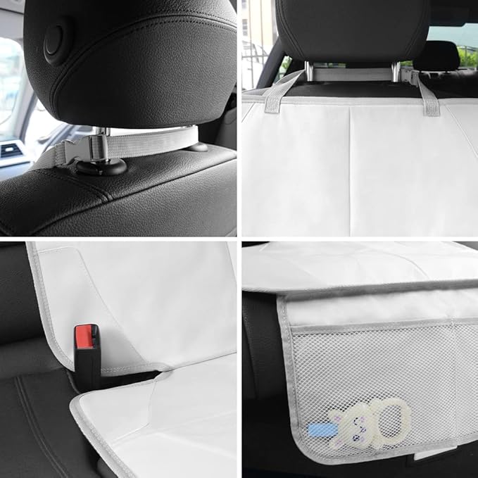 Meolsaek Car Seat Protector for Child Car Seat, Durable 600D Fabric Waterproof Car Seat Cover with Thick Pad Non-Slip Backing，No Imprints (Light Gray-2 pcs)