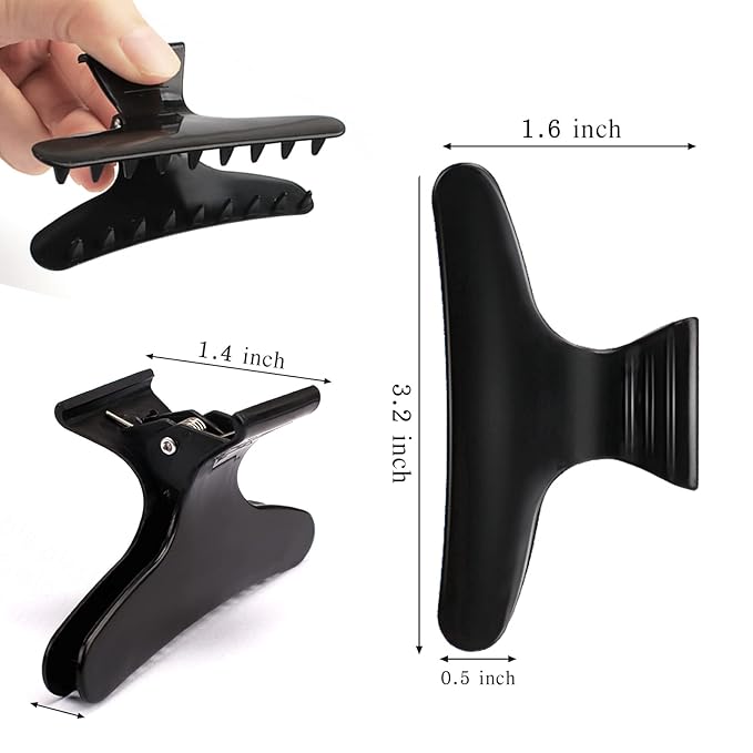 Hair Clips for Styling Sectioning 12 Pack Black Butterfly Clamps Hair Claw Clips Pro Salon Hair Clips for Styling, Sectioning, Cutting and Coloring