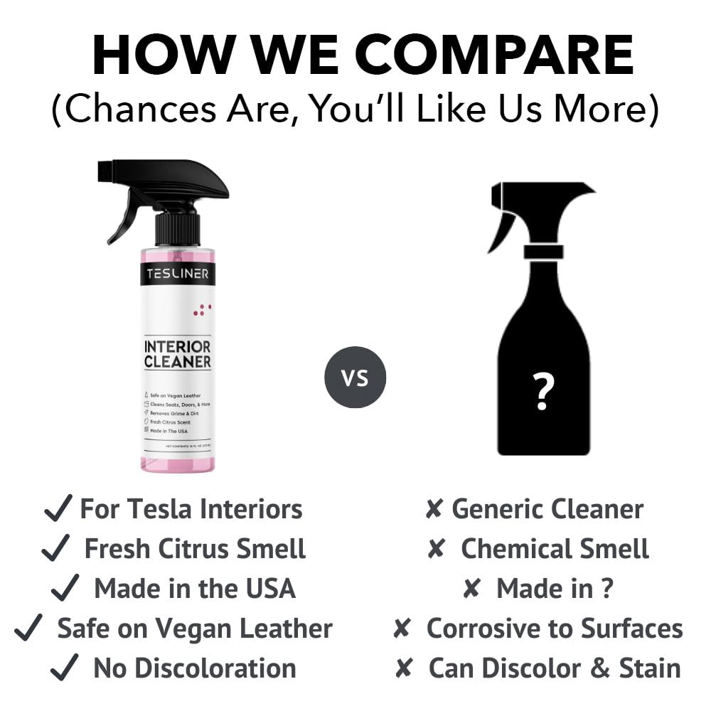 Tesla Seat Cleaner & Stain Remover, Interior Cleaner for Black & White Vegan Leather, Interior Cleaning Products | Tesla Model Y Juniper Accessories 2026, Tesla Model 3 Accessories, S, X, Cybertruck