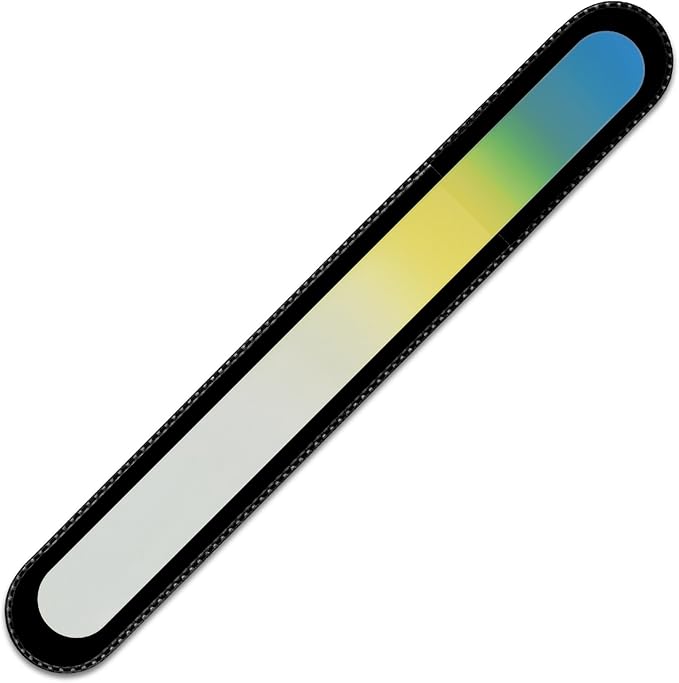 Mont Bleu Rainbow Crystal Nail File in Black Pouch - Large/Professional Size - Czech Tempered Glass - Handmade in Bohemia (Czech Republic)