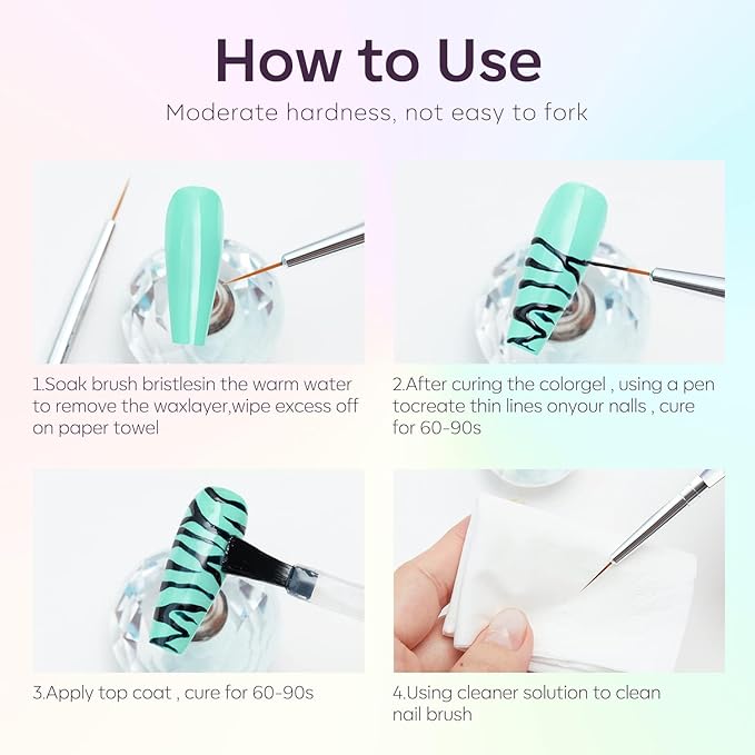 modelones Gel Nail Polish Set, 6 Colors 2026 Spring Summer Pastel Gel Polish Set with Nail Art Liner Brush Soft Pink White Light Purple Blue Green Nude Painting Nail Polish Kit Mothersday DIY Gift