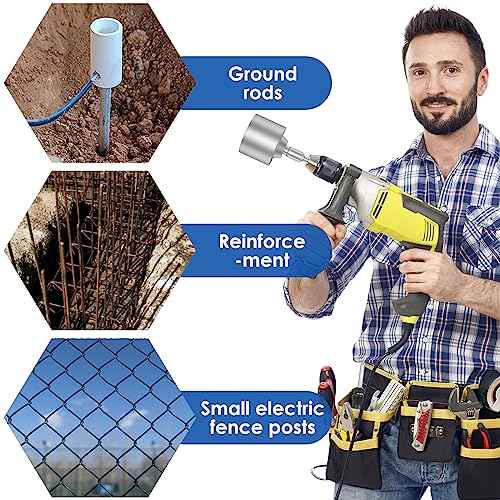 SDS Plus T-Post Ground Rod Driver,Ground Rod Driver Tool, Heavy Duty Forged Steel Drill Bit Driver, Durable Hammer Drill Rod Converter for Rotary Hammer Drill Ground Rods (2.55inch)