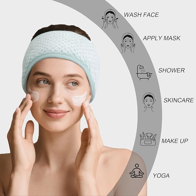 Huachi Skincare Headbands for Women Girls: Spa Headband for Washing Face Towel Hair Bands, Makeup Facial Face Wash Head Bands 4 PCS