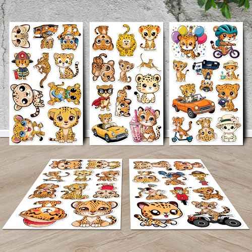 Cheetah Stickers 50 Pieces Vinyl Waterproof Decal for Laptop Water Bottle Phone Car Window Motorcycle Guitar Stakeboard Scrapbook African Leopard Sticker Gifts