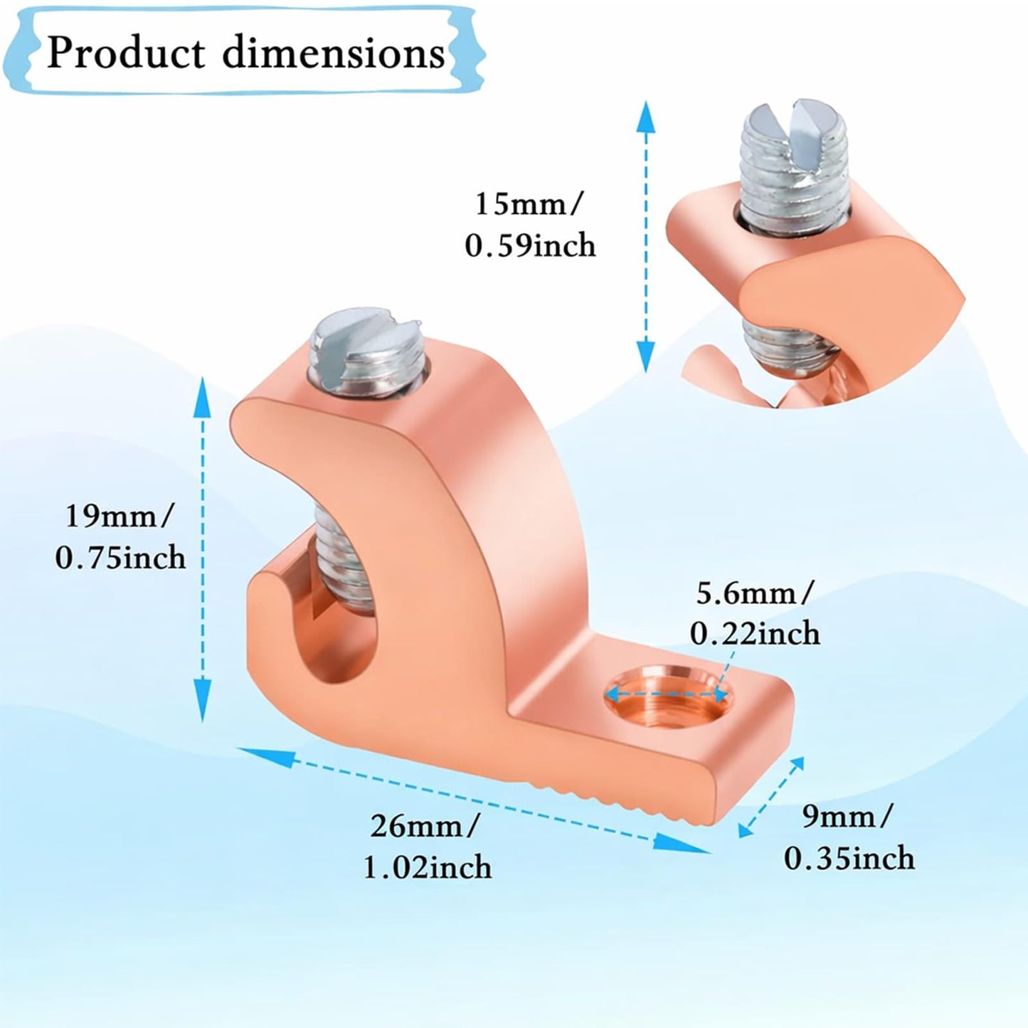 Swess 10 Packs Pool Bonding Lug, Screw Terminal, Copper, 4 AWG, 4-14 Wire Range