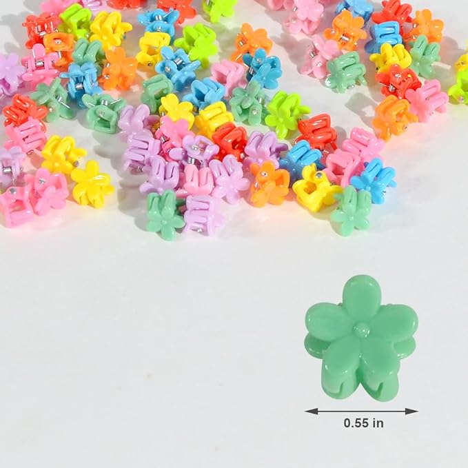 Mini Flower Hair Clip Flower Clips,Colorful Mini Hair Claw,for Women, Girls,Baby, Toddler Bangs Strong Grip Small Tiny Rainbow Hair Clips (50, Assorted)