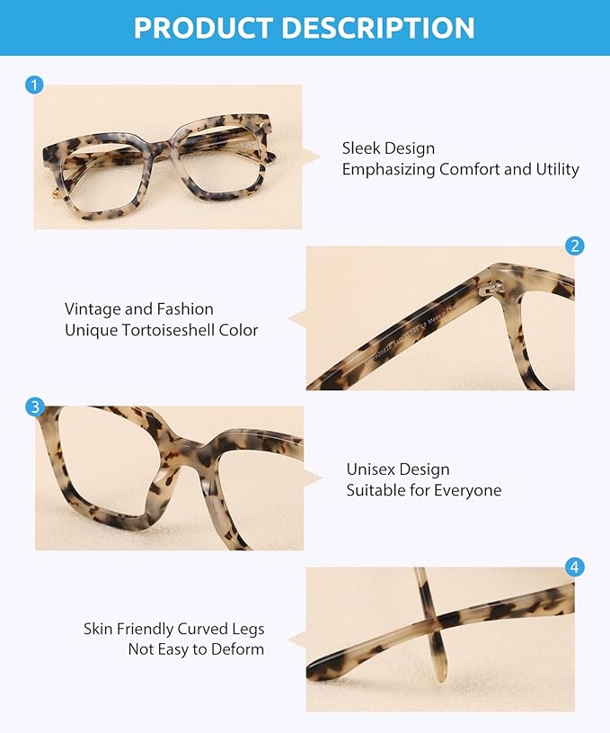 Firmoo Oversized Blue Light Glasses for Women Men Large Frame Anti Eyestrain & UV Protection Computer Gaming Blue Blocker Eyeglasses(Black)
