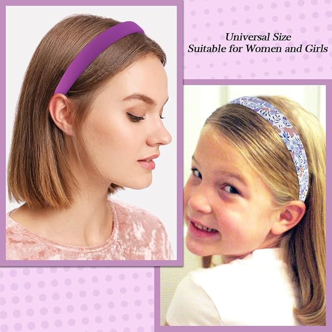 AHONEY 7 Pack Headbands for Girls Women Headbands Trendy Non Slip Hairbands Cute Hair Accessories Multi-style Pearl Headband Pack Diademas Para Mujer (Purple)