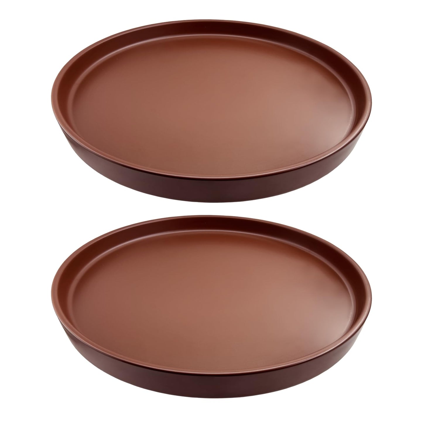 2 Pack Ceramic Plant Saucer Pot Tray 8 Inch, Planter Saucers 4 5 6 7 8 9 10 11 12 13 Inch for Indoors Outdoor, Durable Sturdy Flower Drainage drip Water Tray for Glazed Pots Base (8.5 Inch-Brown)