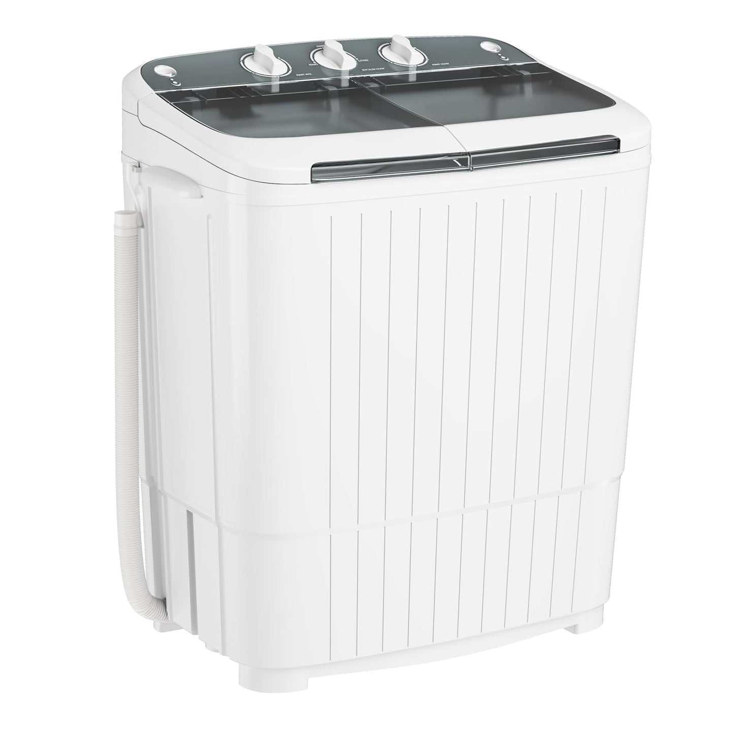 SUNCROWN Portable Washing Machine 16lbs, Compact Twin Tub Semi Automatic Washer, Energy-Saving Mini Laundry Combo with Extended Drain Hose & Pump for Dorms, Apartments, RV, Grey