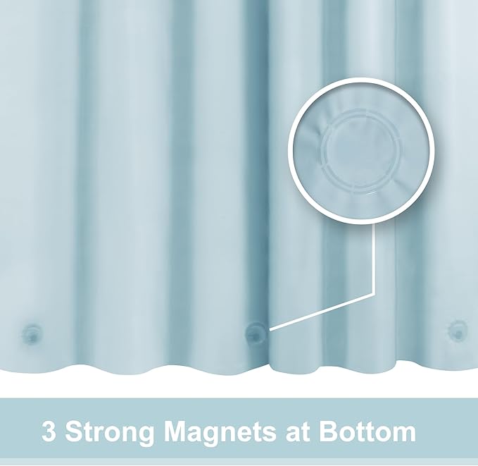 Light Blue Shower Curtain Liner - Premium PEVA Shower Liner for Bathroom, BPA & PVC Free, No Chemical Smell, Lightweight Standard Size Bath Curtain with 3 Magnets, Metal Grommets - Light Blue