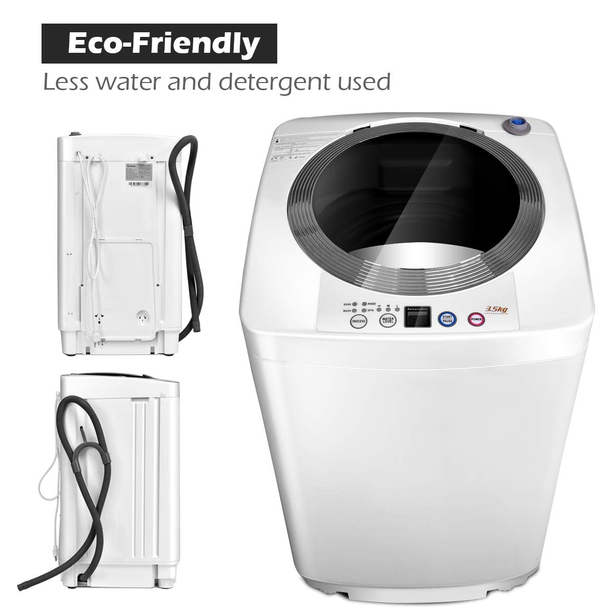Giantex Portable Washing Machine, Full Automatic Washer and Dryer Combo, with Built-in Pump Drain 8 LBS Capacity Compact Laundry Washer Spin Dryer for Apartment RV Dorm