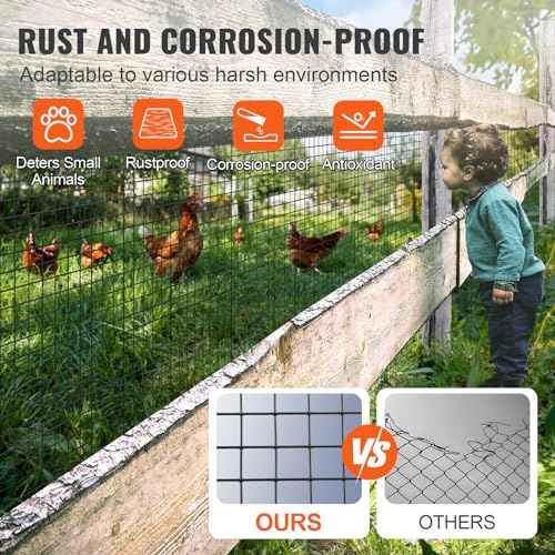 VEVOR Hardware Cloth, 24'' x 100' 1/2 inch Galvanized Wire Mesh Roll, 19 Gauge Chicken Wire Fencing Roll, Vinyl Metal Wire Mesh for Chicken Coop Barrier, Rabbit Snake Fences, Poultry Enclosures