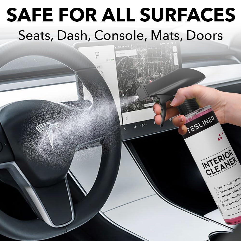 Tesla Seat Cleaner & Stain Remover, Interior Cleaner for Black & White Vegan Leather, Interior Cleaning Products | Tesla Model Y Juniper Accessories 2026, Tesla Model 3 Accessories, S, X, Cybertruck