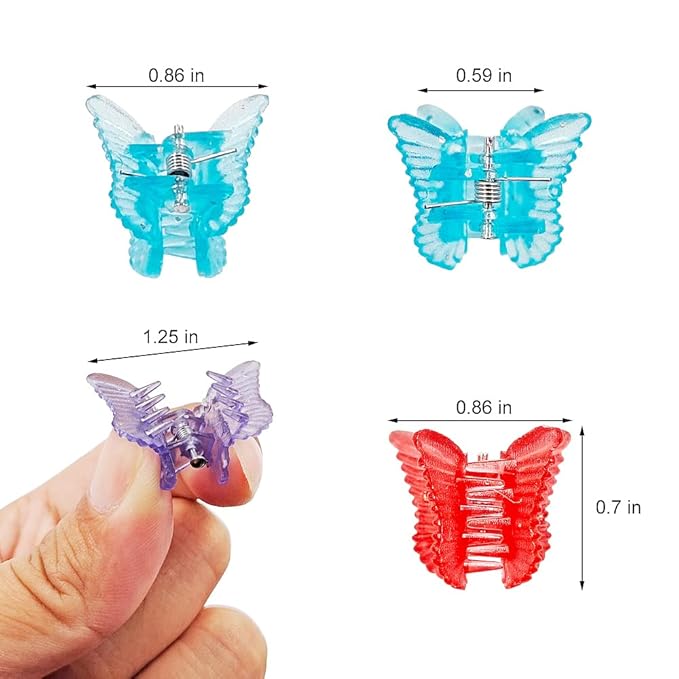 50 Packs Assorted Color Butterfly Hair Clips, Beautiful Mini Butterfly Hair Clips Hair Accessories for Women and Girls (Transparent Pure Color)