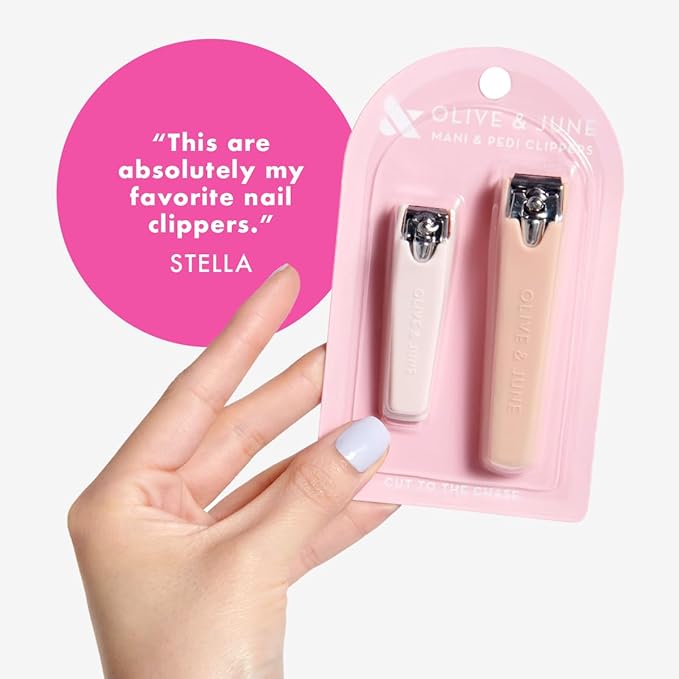 Olive & June Nail Clipper Set | Flat-Edge Clippers for Manis & Pedis | Small Clipper for Fingernails & Large Clipper for Toenails | Salon-Quality Nail Prep Tools for At-Home Manicures & Pedicures