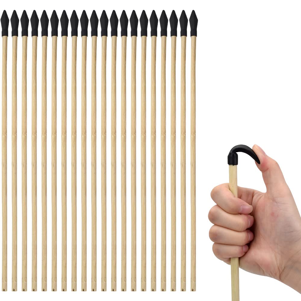 Basbon 20 Pcs Wooden Arrows Soft Rubber Tips, 17 Inch Handmade Wooden Toy Arrow for Kids and Beginners, Archery Bows Outdoor Play Cosplay Costume Decoration