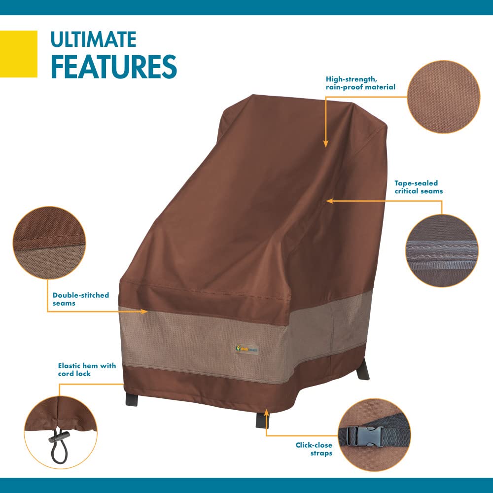 DUCKCOVERS Ultimate Waterproof 26 Inch High Back Patio Chair Cover, Stackable Chair Covers
