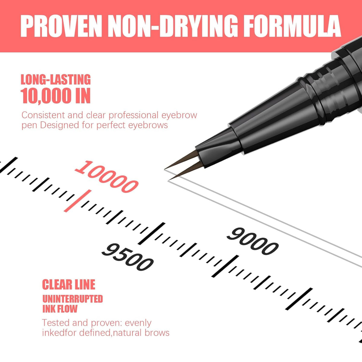 Eyebrow Pen, Microblading Eyebrow Pencil for Natural Hair-Like, Fast & Precise Faux Brow Pen with Double Brush Tip, Waterproof Long-Lasting, Filling Eyebrow Pencils for Women, Brown