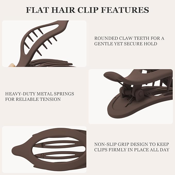 8 Pcs French Flat Hair Clips for Women Matte Claw Clips for Thick & Thin Hair No-Slip Hair Claw Strong Hold Styling Barrettes Accessories