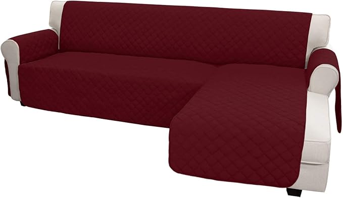 Easy-Going L Shape Sofa Slipcover Chaise Reversible Protector Cover for Pets Dog (X-Large, Christmas Red)