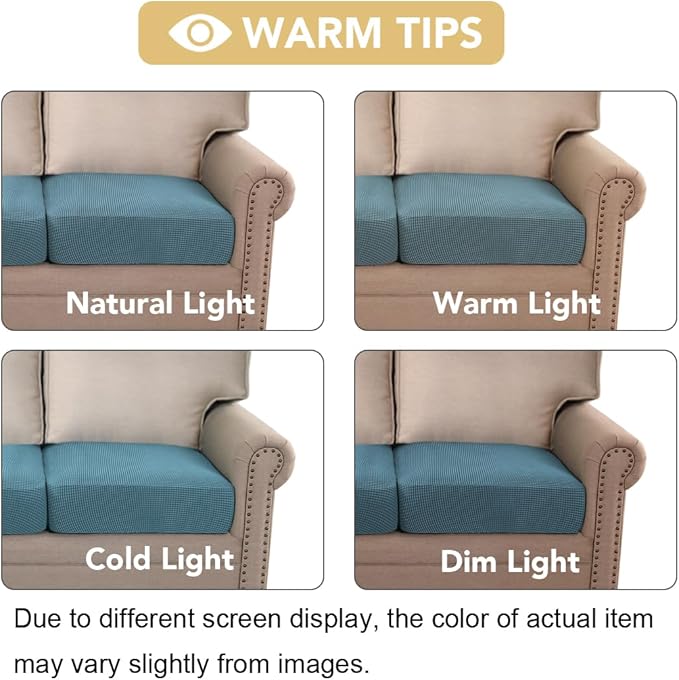 H.VERSAILTEX Super Stretch Individual Seat Cushion Covers Sofa Covers Couch Cushion Covers Slipcover Sets Thick Jacquard Textured Twill Fabric (1 Piece Loveseat Cushion Cover, Storm Blue)
