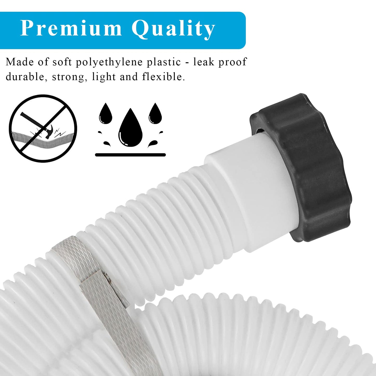 1.5" Pool Pump Hose for Intex Sand Filter Pump & Saltwater System, 59" Long Pool Sand Filter Hose 29060E Replacement for Coleman Above Ground Pool Filter - 2 PCS