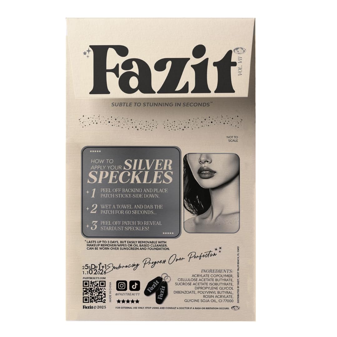 Fazit Makeup Patches - Silver Decollatage Speckles - Glow Up Make-Up Patches - Cute Glitter Makeup Accessories For Women - Cosmetic Glitter
