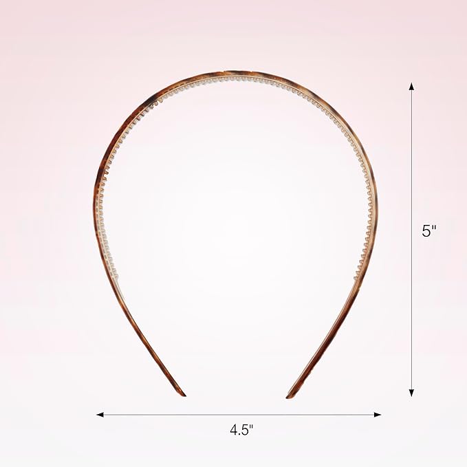Scunci by Conair Effortless Beauty Skinny headband -plastic Headbands for Women and Men - hair accessories for women - Neutral Colors - 4 Count