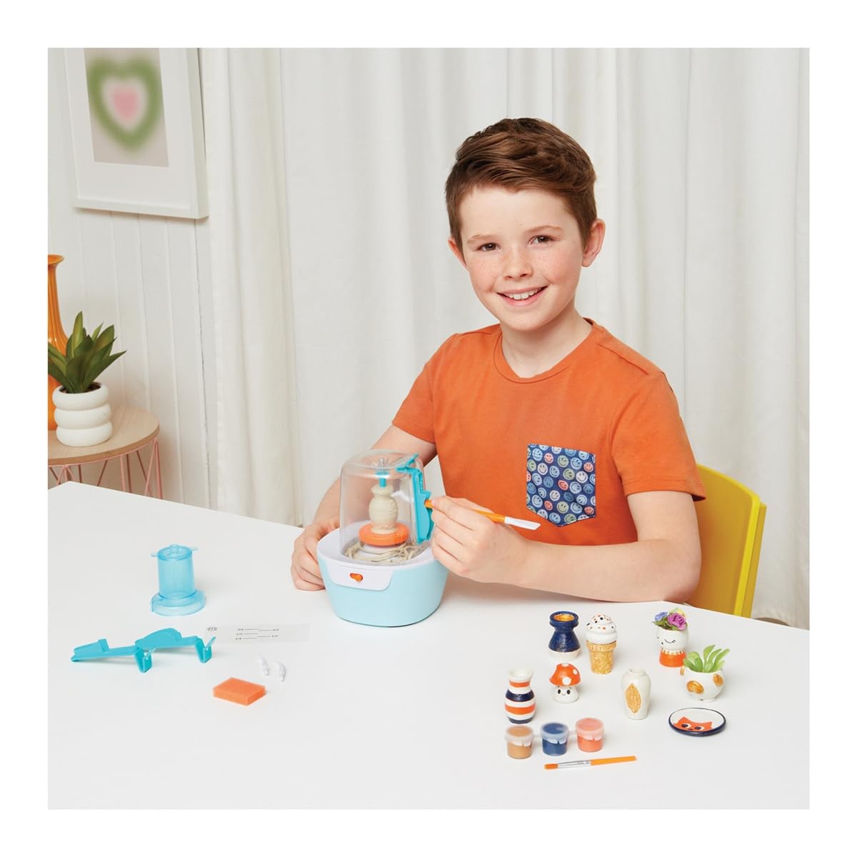 Make It Real Mini Pottery Studio - 26-Piece DIY Pottery Kit with Mess-Free Air Dry Clay - Create 10 Miniature Projects, Beginner to Master Levels - Innovative Centering Tool - Great for Kids Ages 8