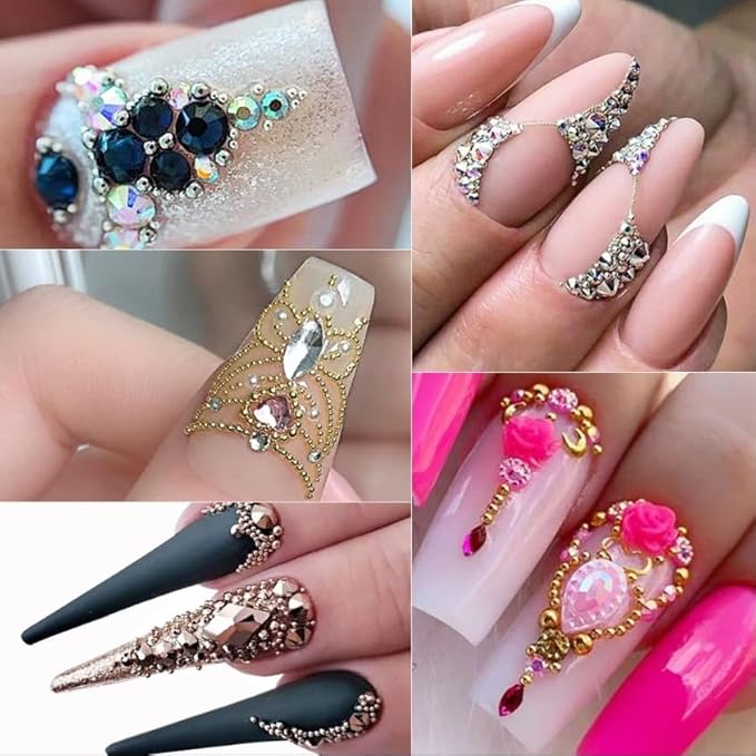 0.8mm Mini Small Nail Beads Stainless Steel Beads Nail Beads Gold Charms Nails Art Decorations Gun Grey Rose Gold Caviar Nail Charms DIY Tool Nail Studs Accessories Caviar Beads for Nails (Silver)