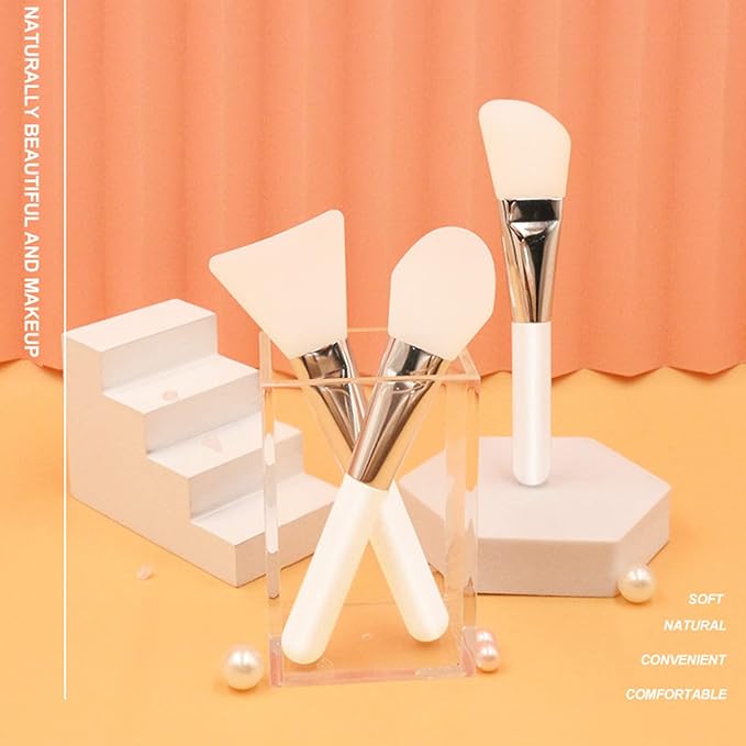 Facial Mask Application Brush, Soft Silicone Shovel Shape White Brush Head Cosmetic Tool for Body Lotion, Mud, Clay, Charcoal Mixed Mask