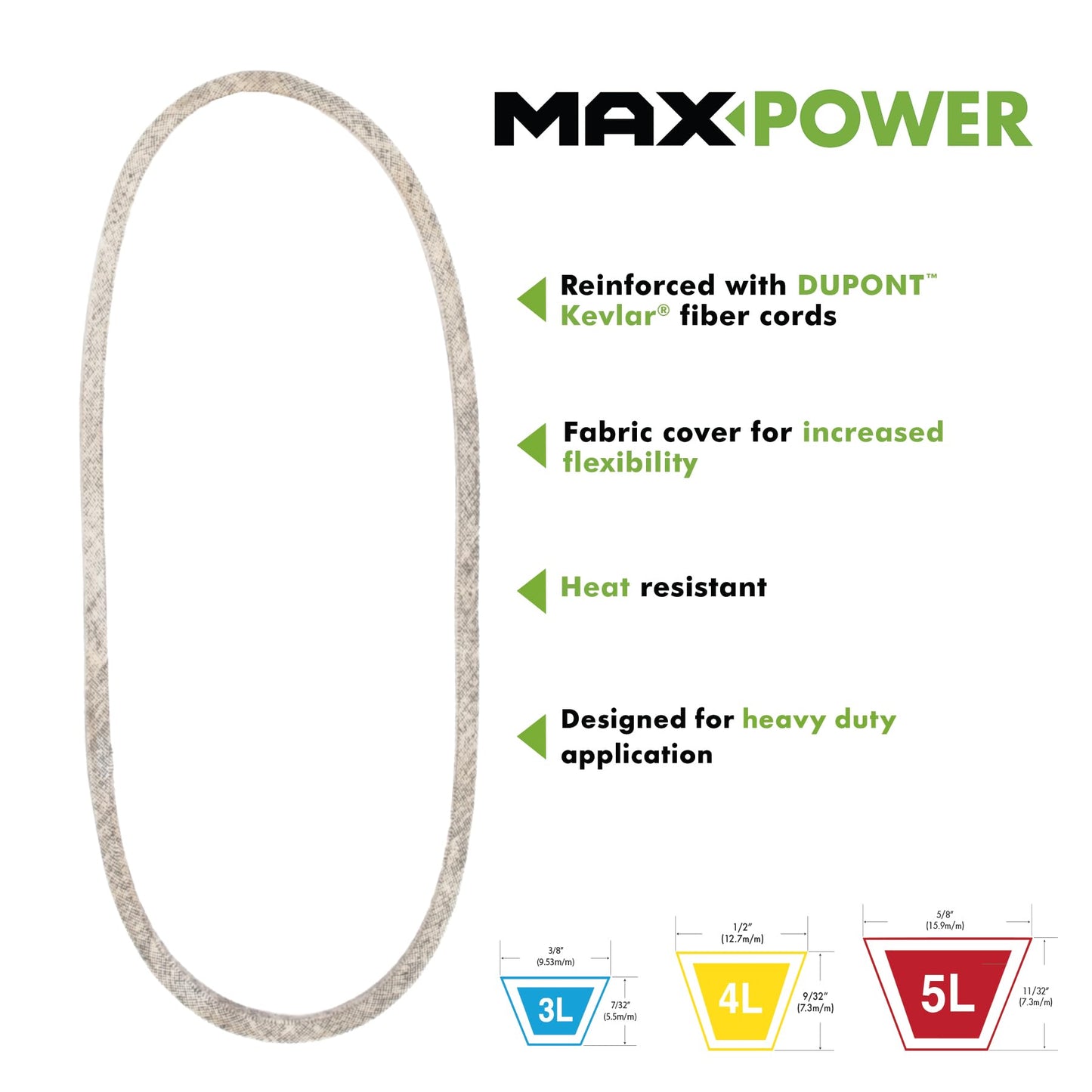 Maxpower 347609 Premium Belt Reinforced with Kevlar Fiber Cords, 5/8" x 64"