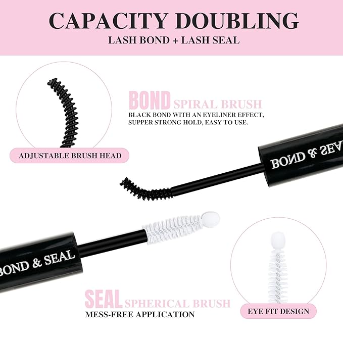 Mayhug Lash Bond and Seal with Lash Glue Remover and Tweezers for Lash Extension Clusters Fast Removal, Waterproof Eyeash Glue Lash Extension Remover Lash Applicator Tools for Beginners