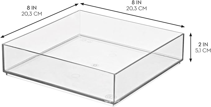 iDesign Plastic Makeup Drawer Organizer Tray - Vanity Organizer or Desk Drawer Organizer - Set of 2 - Clear