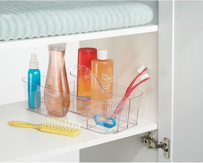 iDesign Clarity Cosmetic Organizer Tote for Vanity Cabinet to Hold Makeup, Beauty Products - Clear 14.5" x 7" x 5.75" (Pack of 4)