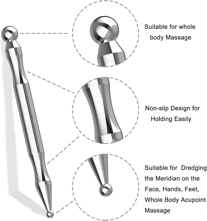 Acupuncture Pen, Facial Reflexology Tools Stainless Steel, Trigger Point Massager Tool, Deep Tissue Massage Tool