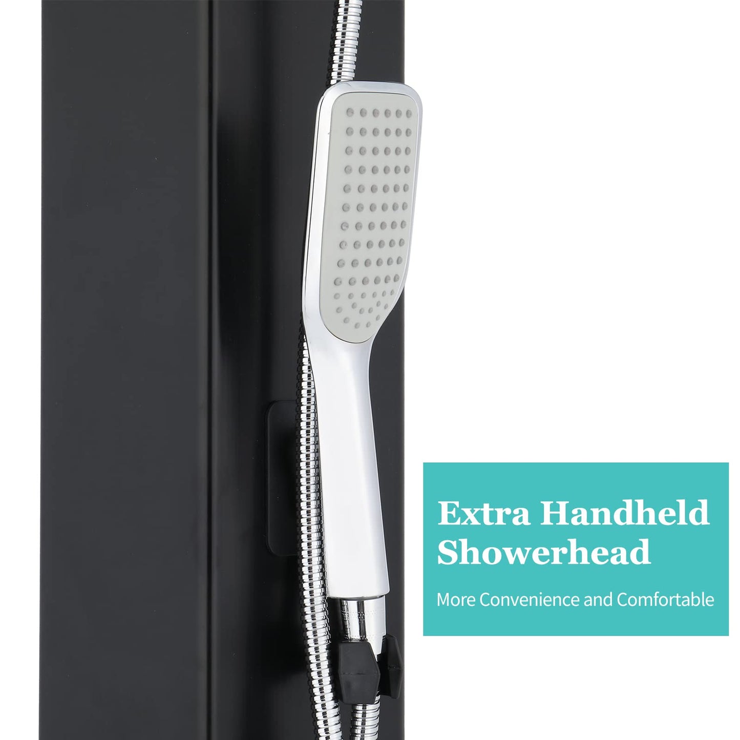 VINGLI 10.6 Gallon Solar Heated Outdoor Shower, 7.2 FT Height, Freestanding Outside Shower with 360° Swivel Shower Head + 6FT Handheld Shower + Foot Faucet, Hot & Cold Water Adjustment, Black