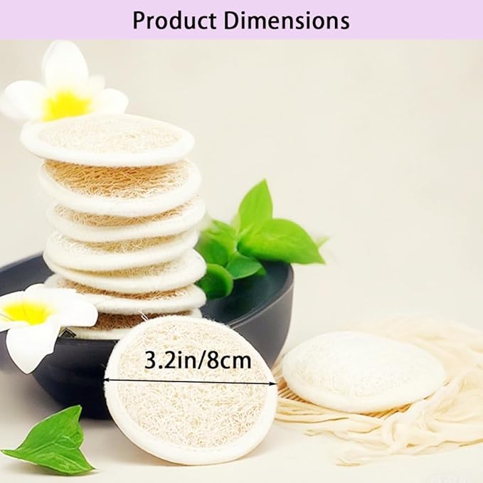 Natural Loofah Exfoliating Face Scrubber,Shower loofah Facial Scrubber exfoliating Pads for Women and Men,Made with Biodegradable Shower loofa Sponge,for Face that Gets You Clean(6 PC)