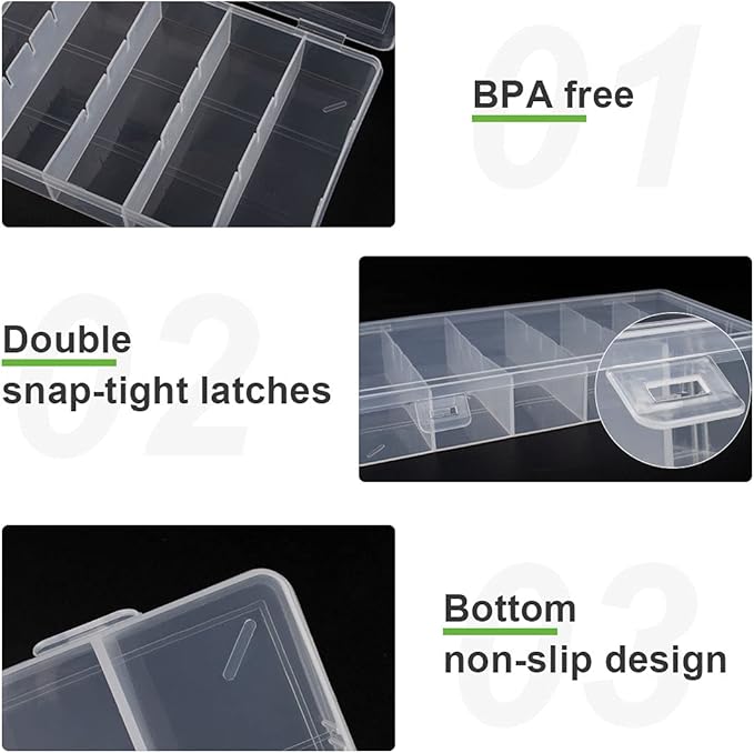 clear visible plastic storage box cosmetic tools storage box makeup tools fishing tackle accessory box organizer jewelry screws hardware accessories organizer box (2Pack)