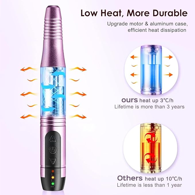 COSLUS C20 Cordless Nail Drill Electric File: Professional for Acrylic Gel Dip Powder Nails Portable Nail Drill Machine Kit for Manicure Pedicure Nail Set with Everything Rechargeable Lightweight