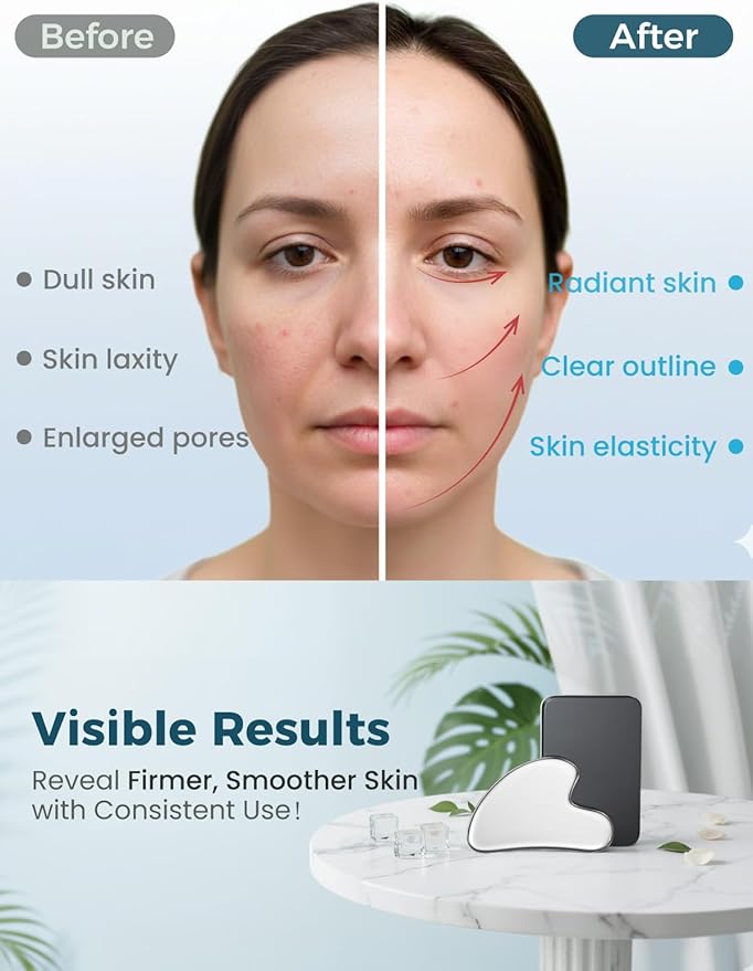 Stainless Steel Gua Sha Facial Tools, Guasha Tool for Face Acupuncture Therapy Trigger Point Treatment, Gua Sha Scraping Massage Tool