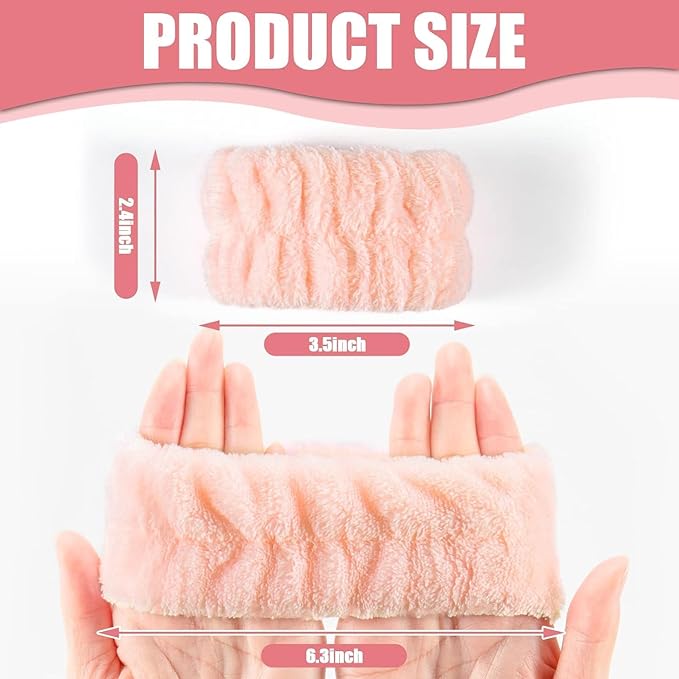 12Pcs Anmieciu Microfiber Spa Wristbands - Wrist Towels for Face Washing, Arm Bands to Prevent Liquid Spilling (Beige, Blue, Bud Pink)