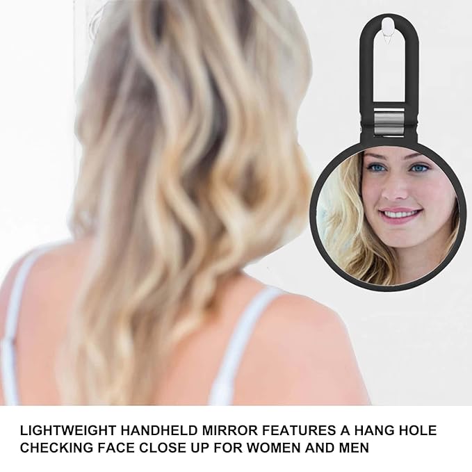 Magnifying Handheld Mirror Double Sided, 1X 15X Magnification Hand Mirrors, Travel Folding Hand Held Mirror, 360°Rotation Pedestal Makeup Vanity Mirror