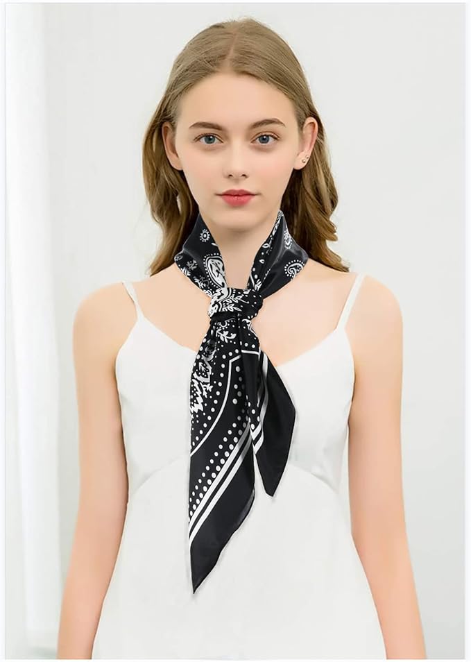 vimate 35" Square Silk Like Head Scarf - Women's Fashion Satin Scarf Bandana for Hair Wrapping at Night.