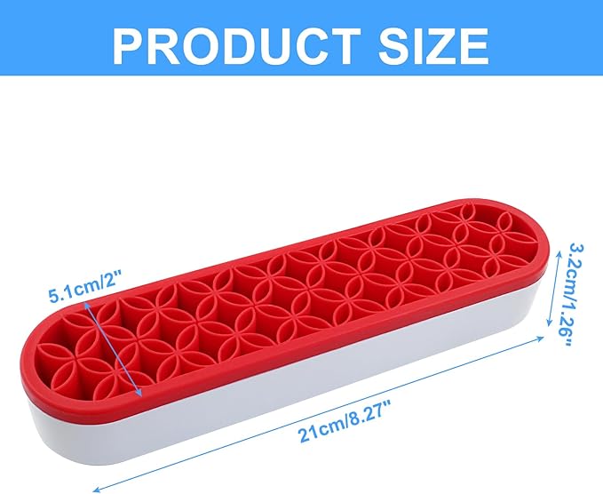 Red Silica gel Makeup Brush Holder Box Multi-Purpose Silica gel Make Up Brush Storage Stand Rectangle Multipurpose Painting Pen Holder for Brushes,Art Craft and Painting Brushes