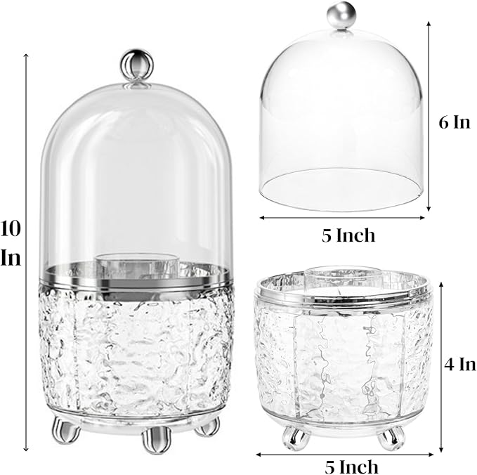 Eorbow Rotating Makeup Brush Holder, Dustproof Cosmetic Tools Organizer with Lid, 360ÃÂ° Spinning Covered Brushes Storage with Anti-slip Pads for Vanity, Bathroom Countertop & Bedside Table, Clear