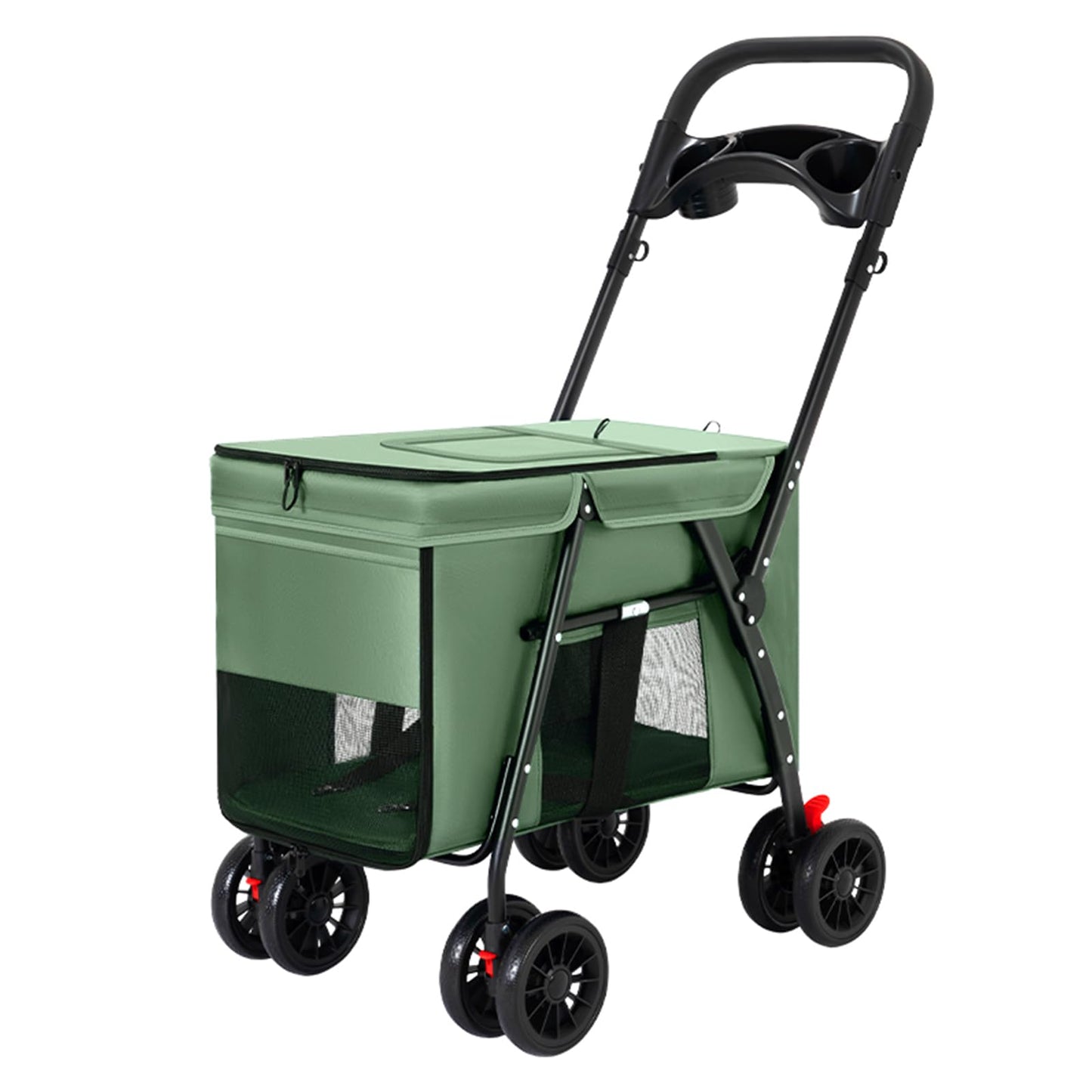 Pet Stroller Cat Dog Stroller Travel Folding Pet Carriers（Green）